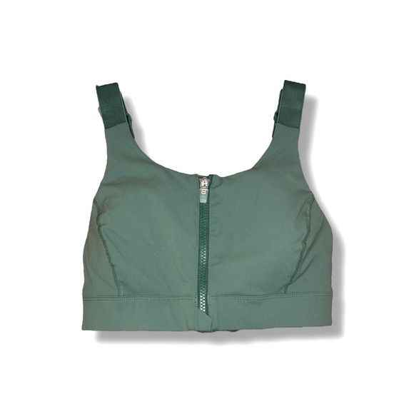 Outdoor Voices Green Zip-Front Bra - Picture 1 of 6